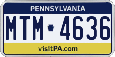 PA license plate MTM4636
