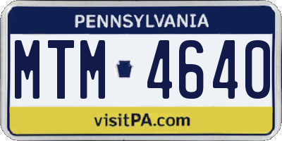 PA license plate MTM4640
