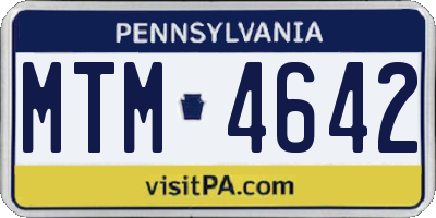 PA license plate MTM4642