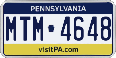 PA license plate MTM4648