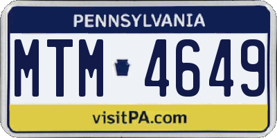 PA license plate MTM4649
