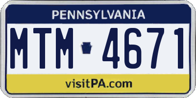 PA license plate MTM4671