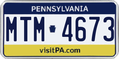 PA license plate MTM4673