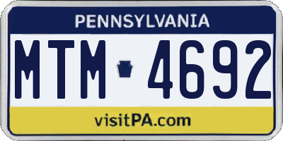 PA license plate MTM4692
