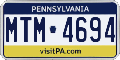 PA license plate MTM4694