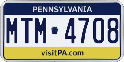 PA license plate MTM4708