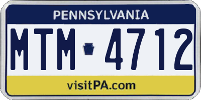 PA license plate MTM4712