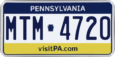PA license plate MTM4720
