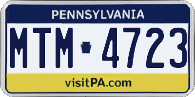 PA license plate MTM4723