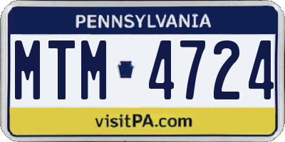 PA license plate MTM4724