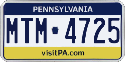 PA license plate MTM4725