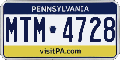 PA license plate MTM4728