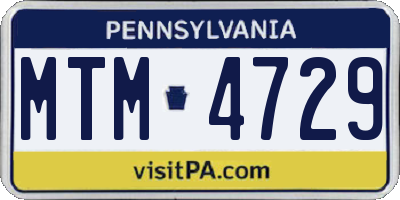 PA license plate MTM4729