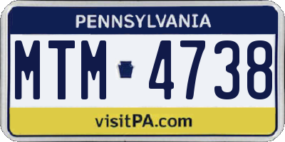 PA license plate MTM4738
