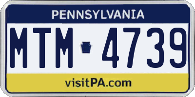 PA license plate MTM4739
