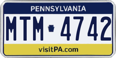 PA license plate MTM4742