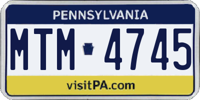 PA license plate MTM4745