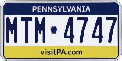 PA license plate MTM4747