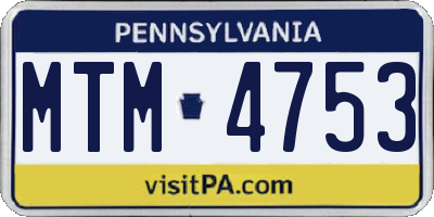 PA license plate MTM4753
