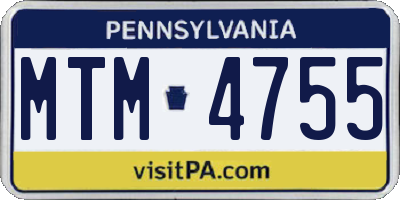 PA license plate MTM4755