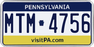 PA license plate MTM4756