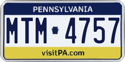 PA license plate MTM4757
