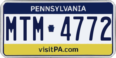 PA license plate MTM4772