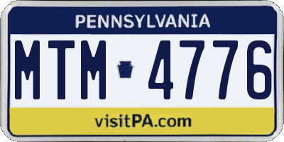 PA license plate MTM4776