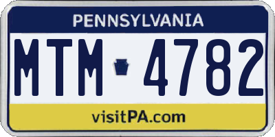 PA license plate MTM4782