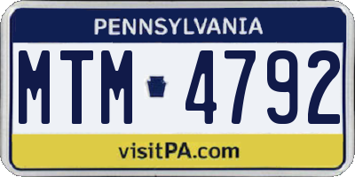 PA license plate MTM4792