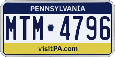 PA license plate MTM4796