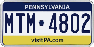 PA license plate MTM4802