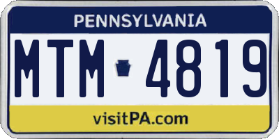 PA license plate MTM4819