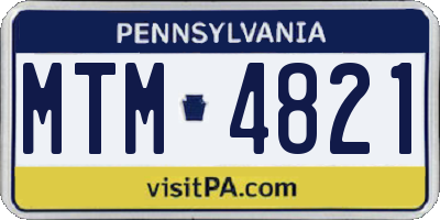 PA license plate MTM4821