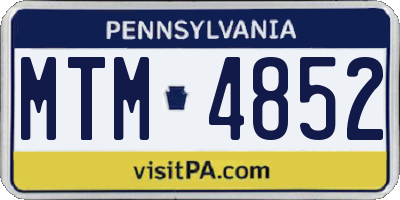 PA license plate MTM4852