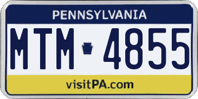 PA license plate MTM4855