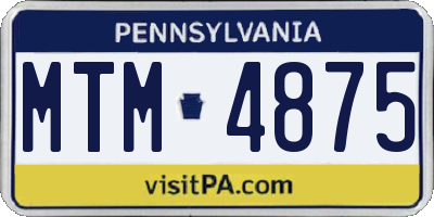 PA license plate MTM4875