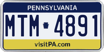 PA license plate MTM4891