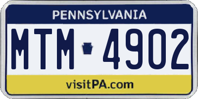 PA license plate MTM4902