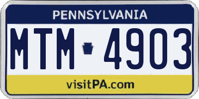 PA license plate MTM4903