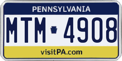 PA license plate MTM4908