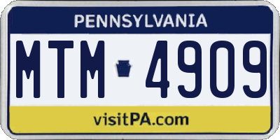 PA license plate MTM4909
