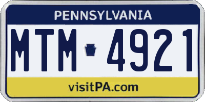 PA license plate MTM4921