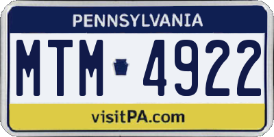 PA license plate MTM4922
