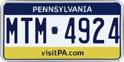 PA license plate MTM4924
