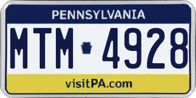 PA license plate MTM4928