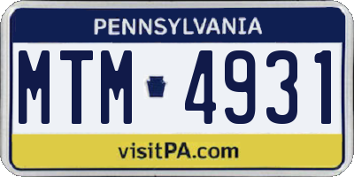 PA license plate MTM4931