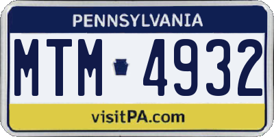 PA license plate MTM4932