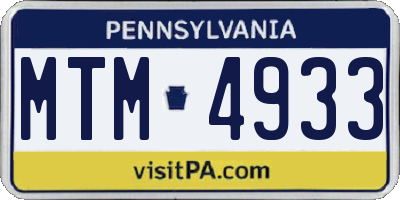 PA license plate MTM4933
