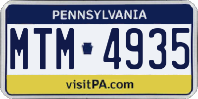 PA license plate MTM4935